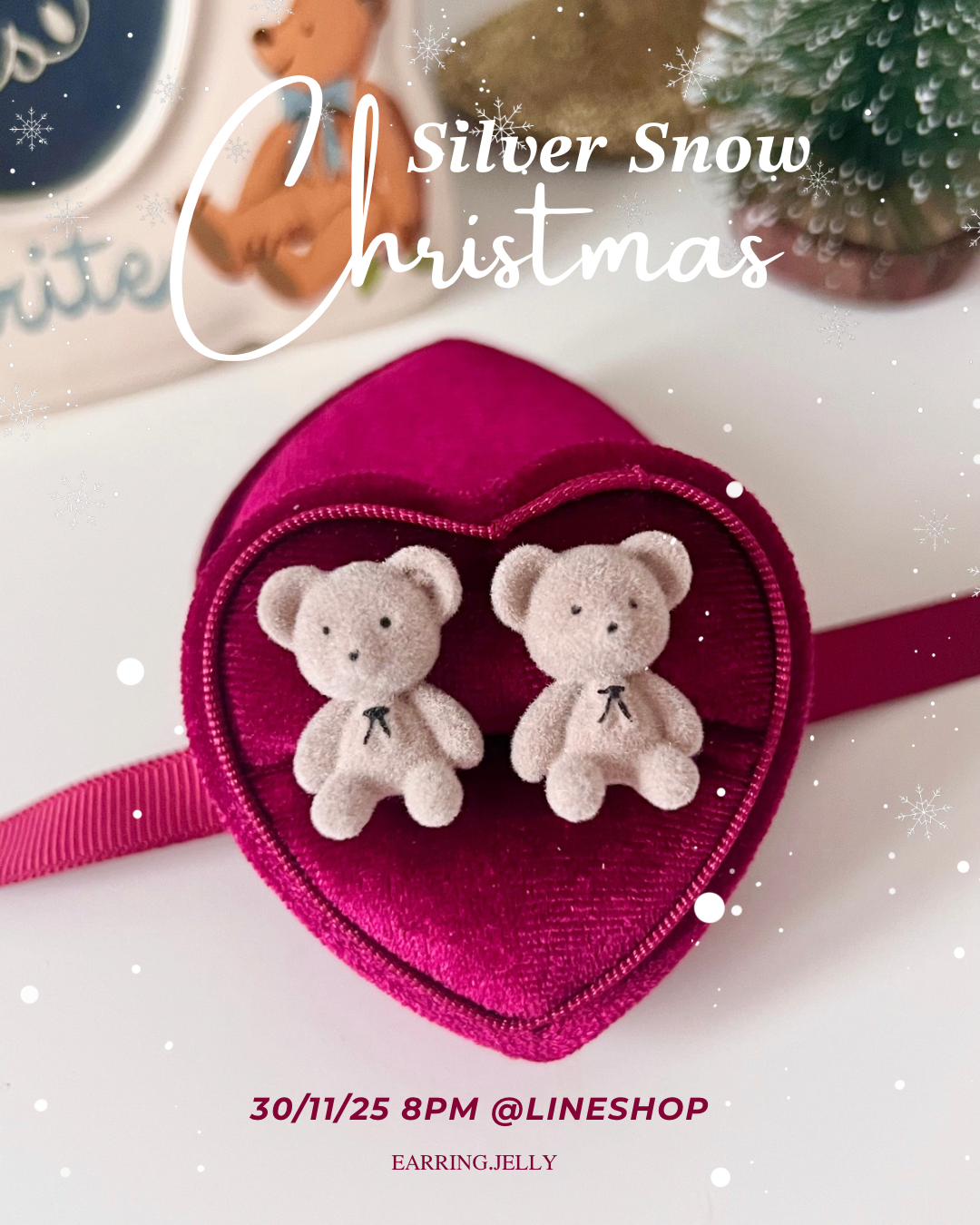 XMAS ตุ๊กตาหมี สีน้ำตาลอ่อน แป้นหนีบธรรมดา