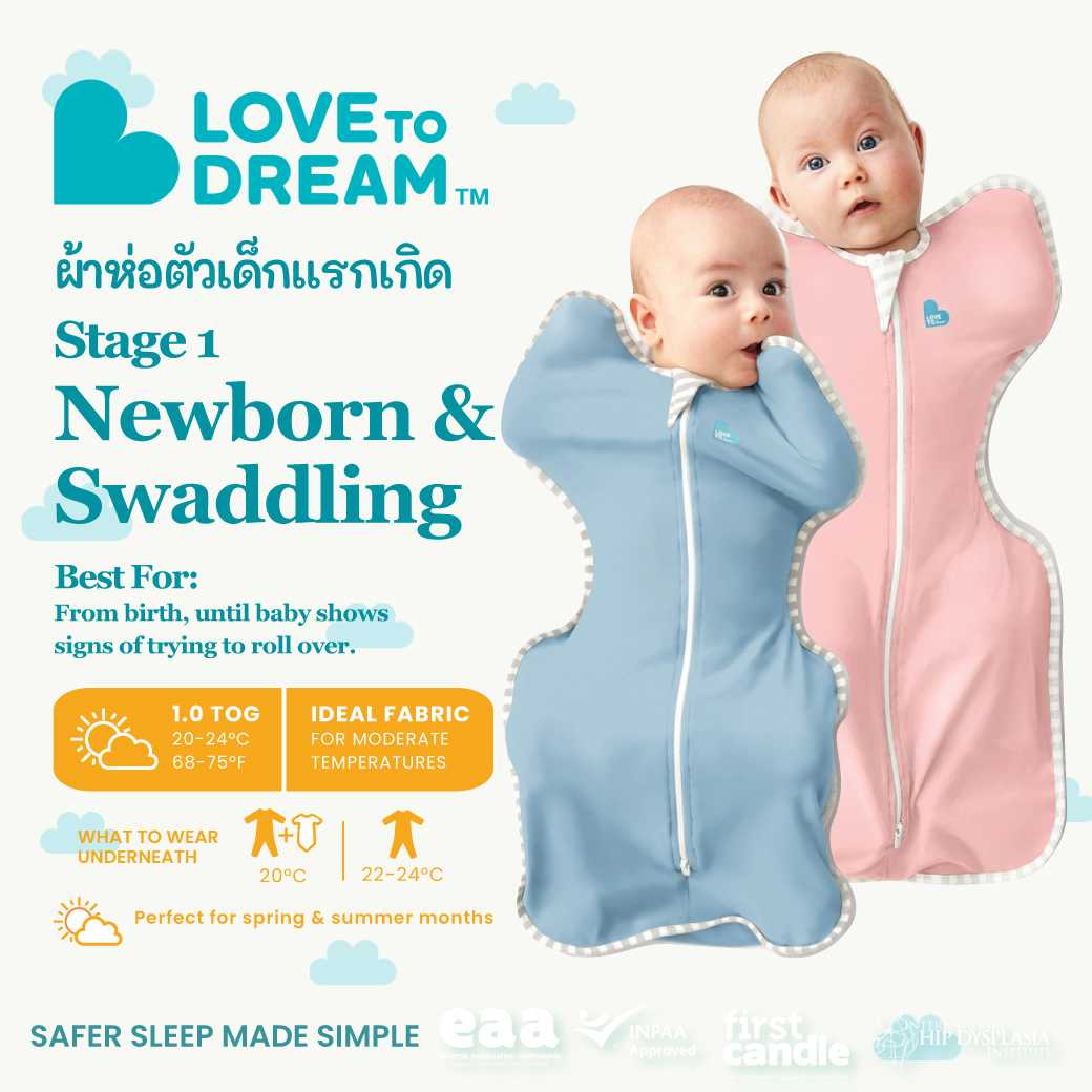 Love To Dream ผ้าห่อตัวเด็กแรกเกิด ผ้าคอตตอน SwaddleUP Original 1.0 TOG สี Dusty