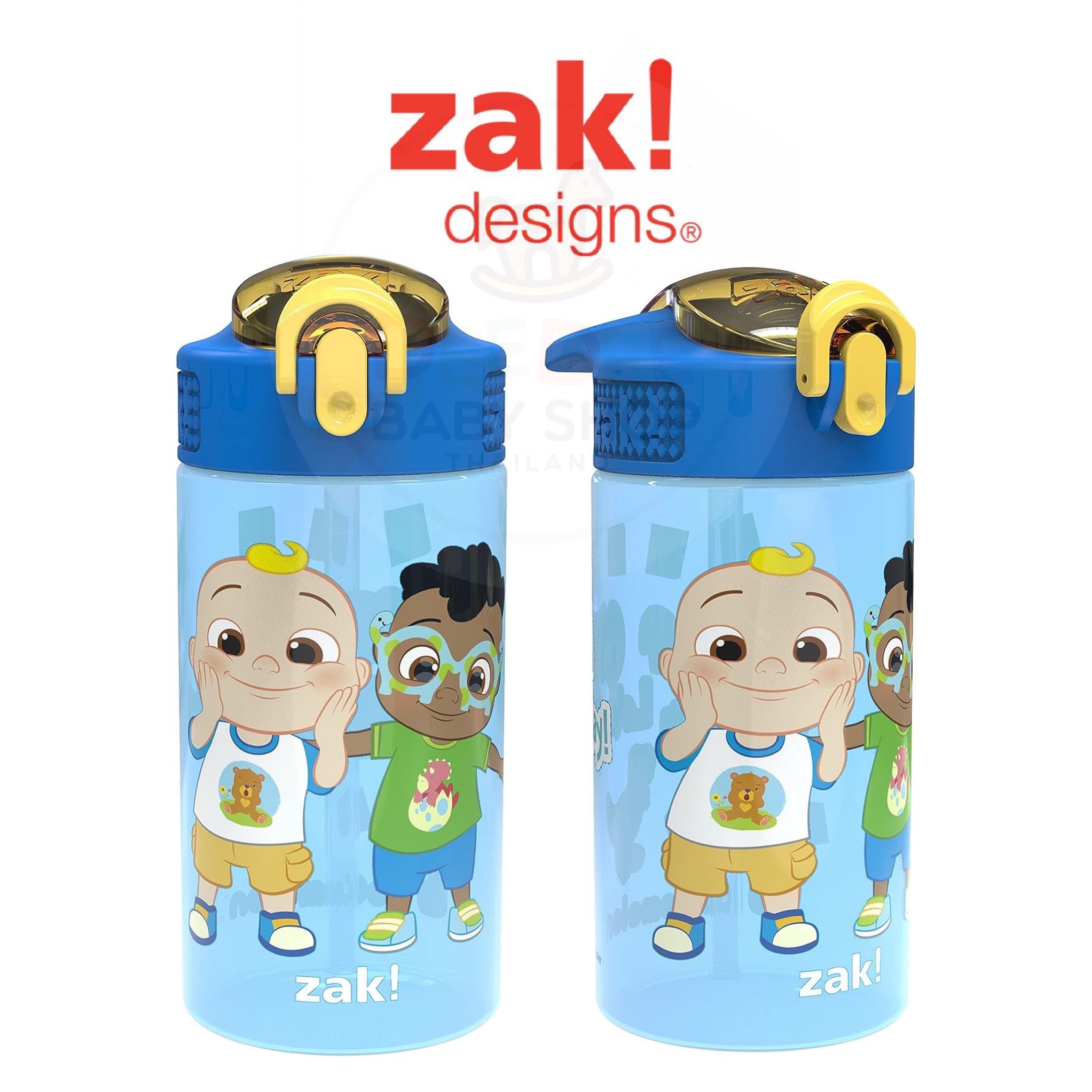 กระติกน้ำพร้อมหลอดดื่มสำหรับเด็ก Zak! CoComelon 16 Oz. Reusable Water Bottle with Straw 
