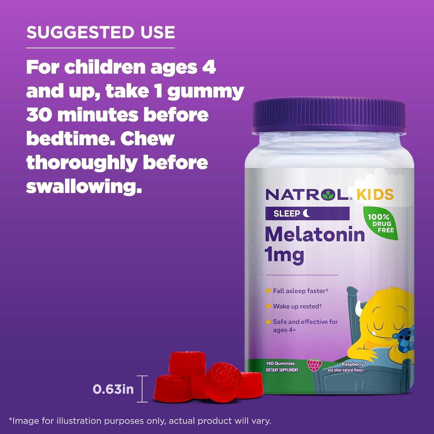 Natrol Kids Mela tonin gummi 1mg เมลา 1mg 180 เยลลี
