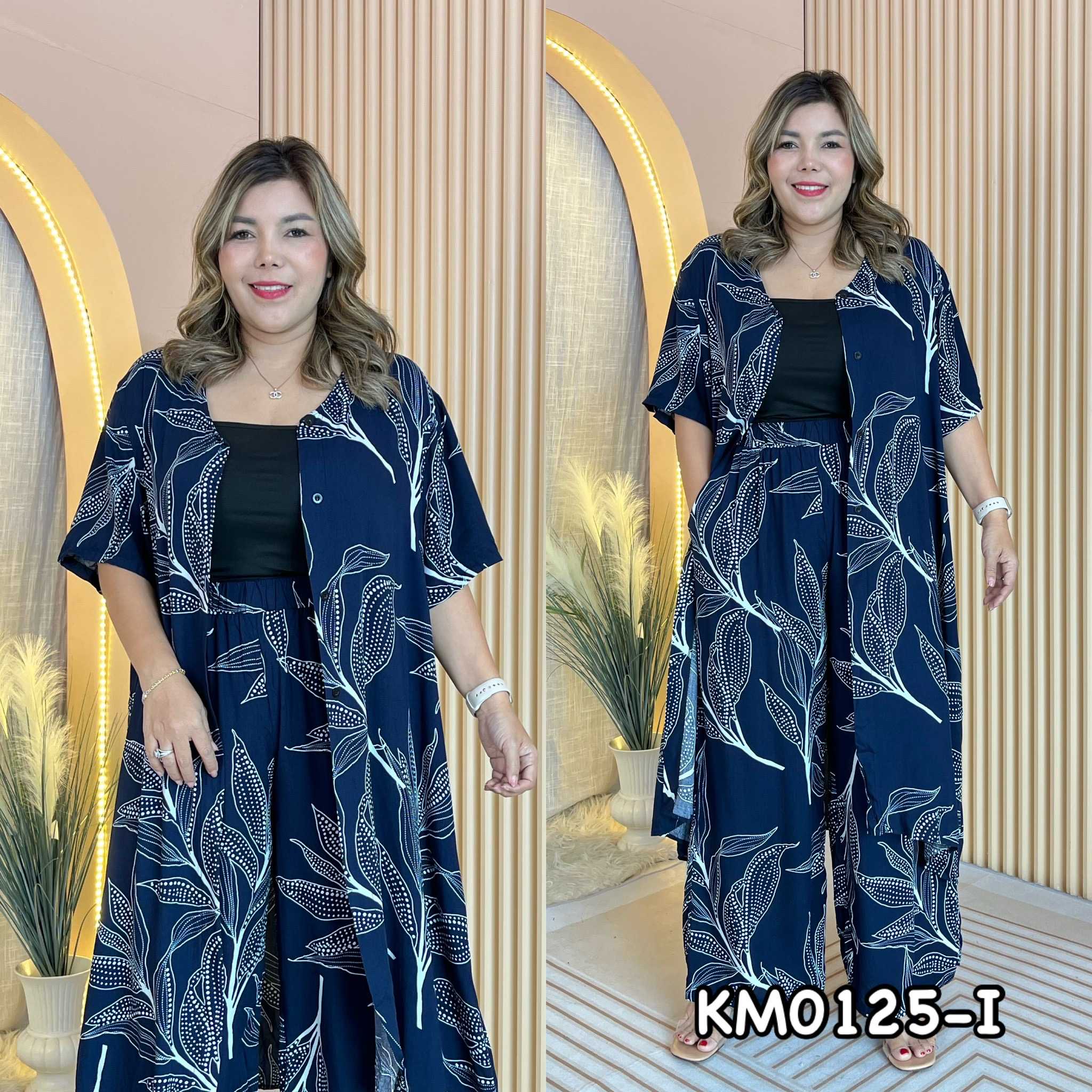 Miafashion(KM0125) ชุดเซ็ตพรีเมี่ยม เสื้อกางเกง สไตล์โบโฮเมียน เสื้อผ้า ผู้หญิง Lady