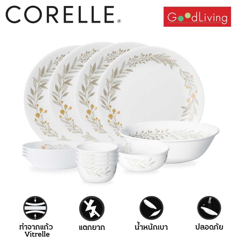 Corelle ชุดจานชาม ลาย Silver Crown Set 15 ชิ้น/C-03-15-SVC-SS/V