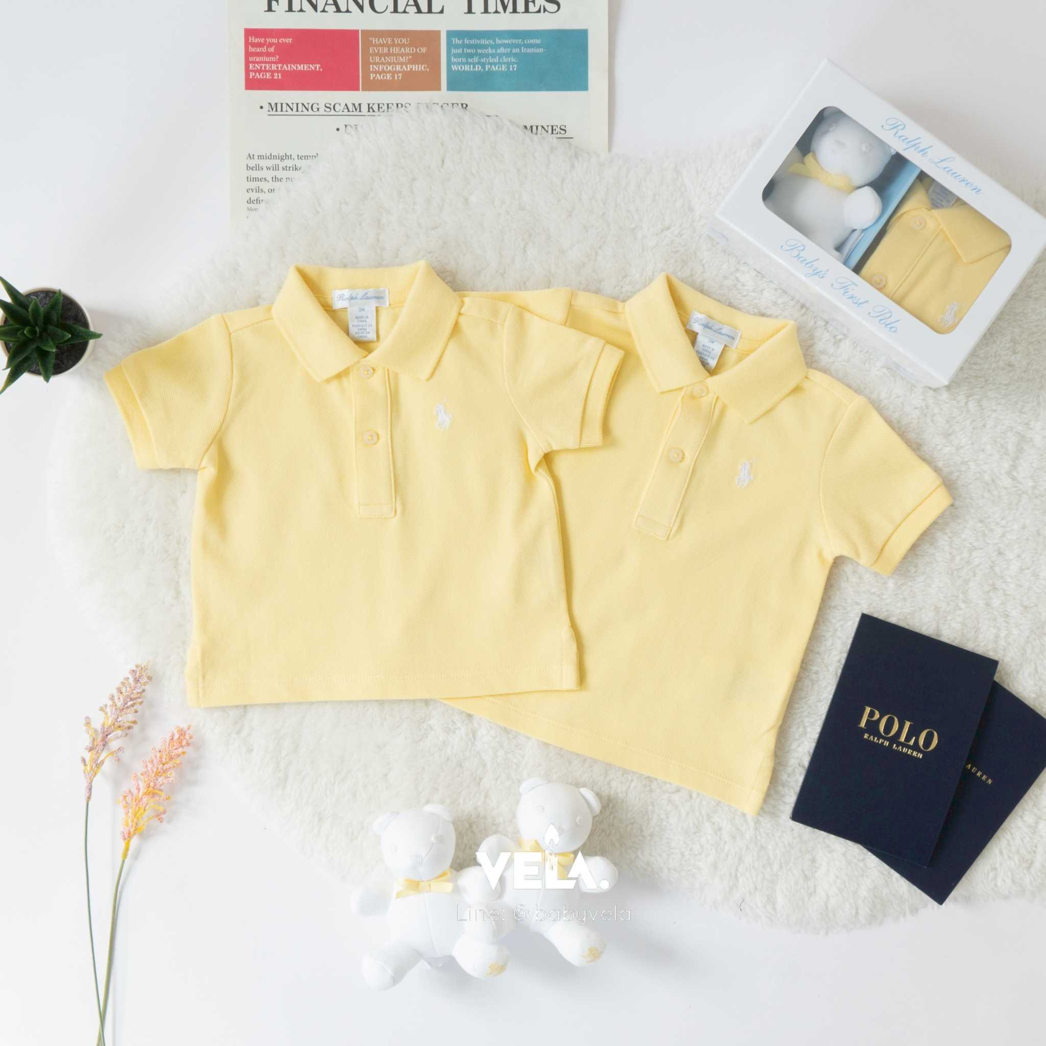 Cotton Mesh Polo Shirt and Bear Gift Box Set (Wicket Yellow)
