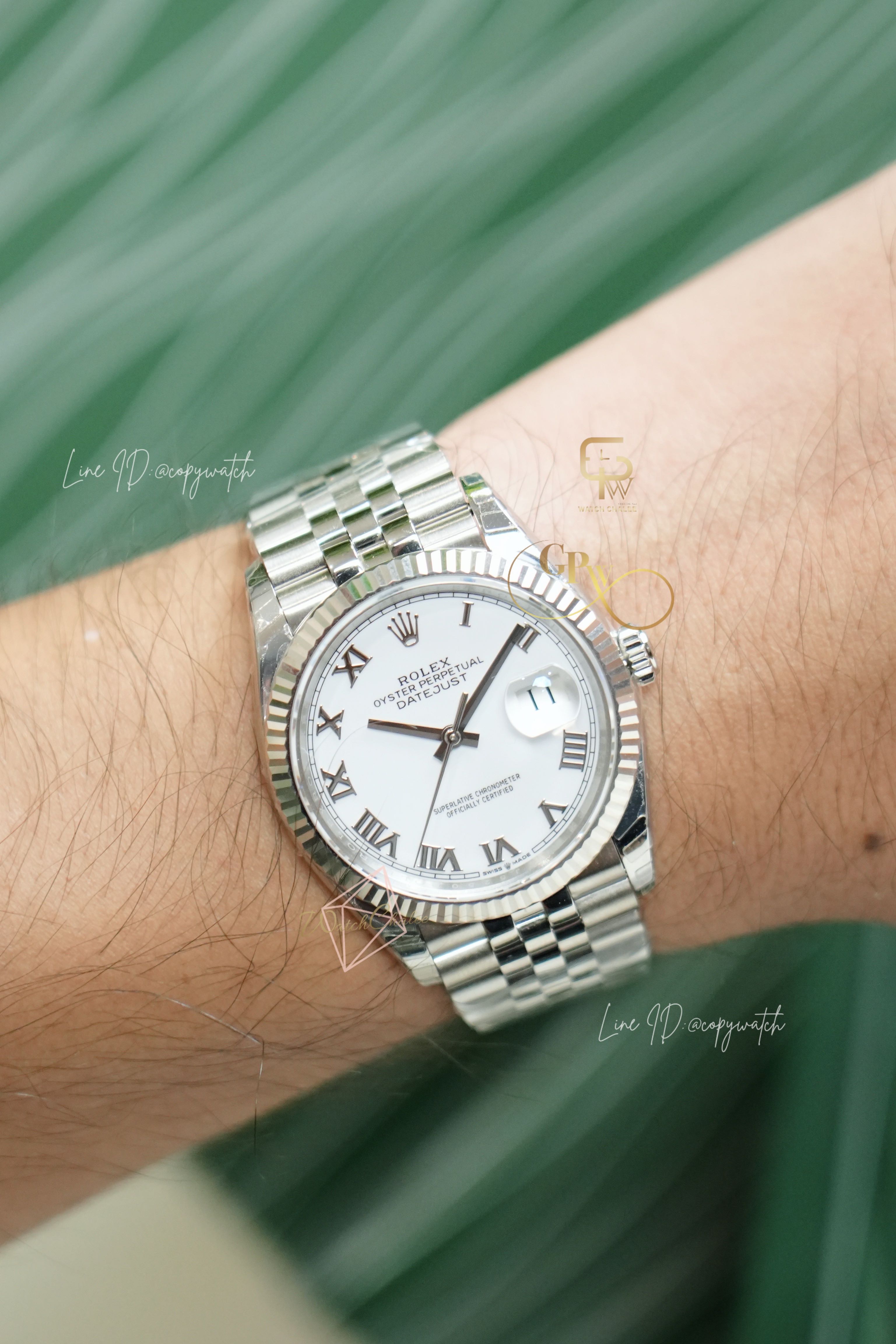 Rolex Datejust 36 mm. White roman automatic swiss movement