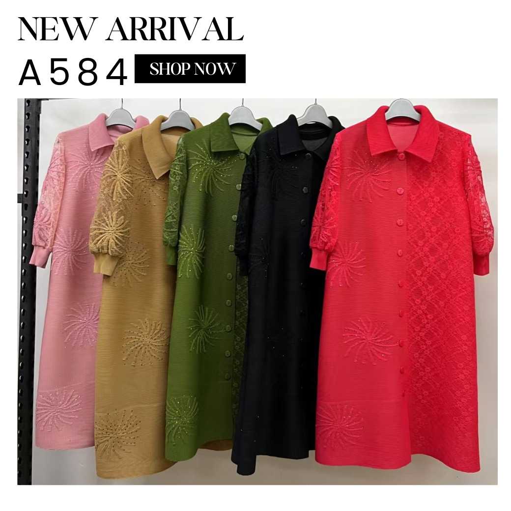 Pleatbynisa A584 เดรสอัดพลีท เนื้อผ้าPolyester100%