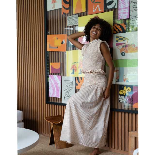 Milos Set (Brown Stripes, Free Size)