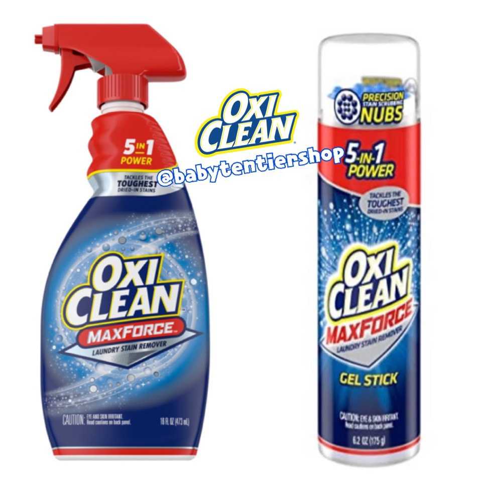 สเปรย์และเจลขจัดคราบฝังลึกแบบเข้มข้น Oxiclean MaxForce Laundry Stain Remover ❤️ 5-in-1 Power