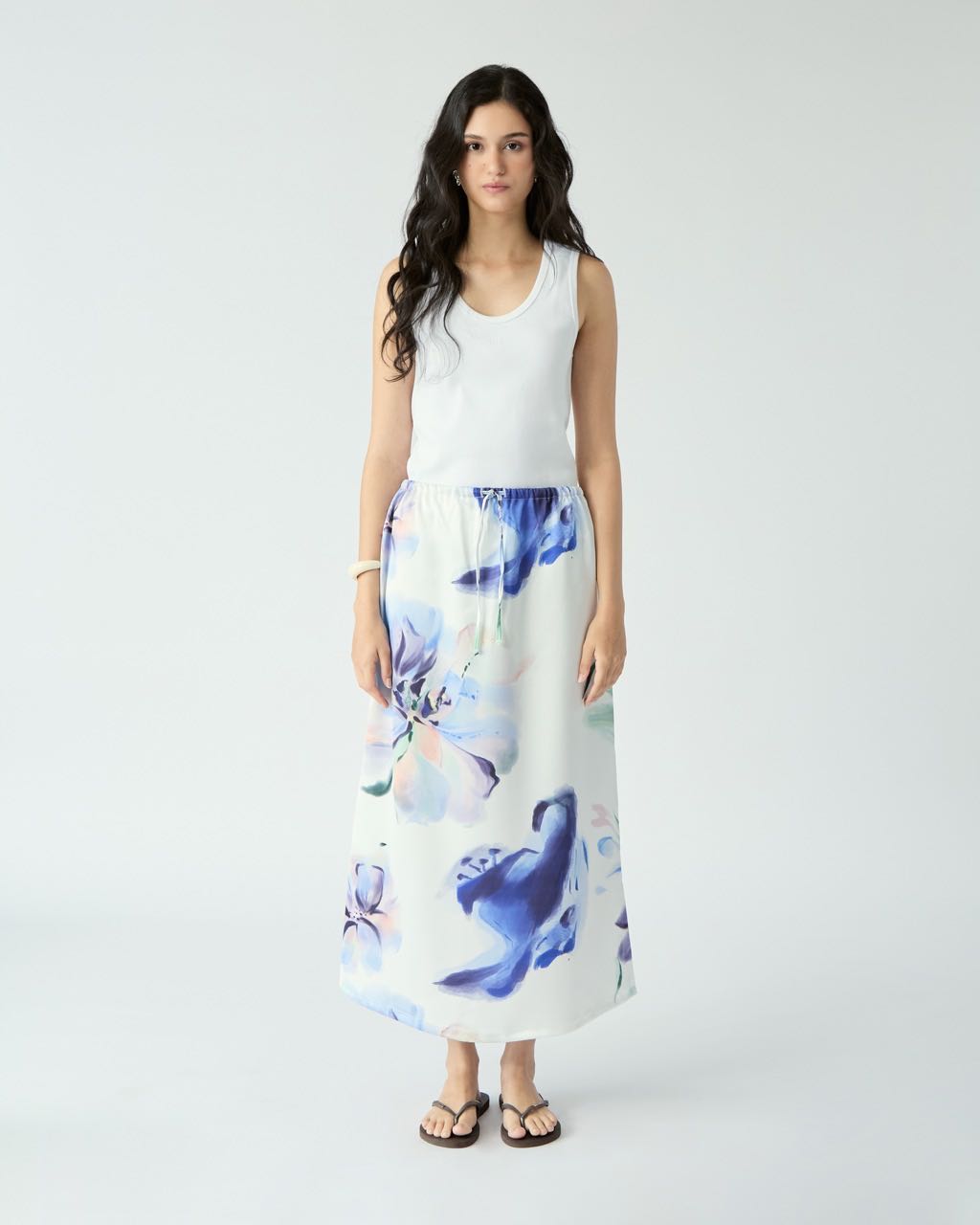 AMR DE SAISON ( AIMER ) - Drawstring Satin Maxi Skirt