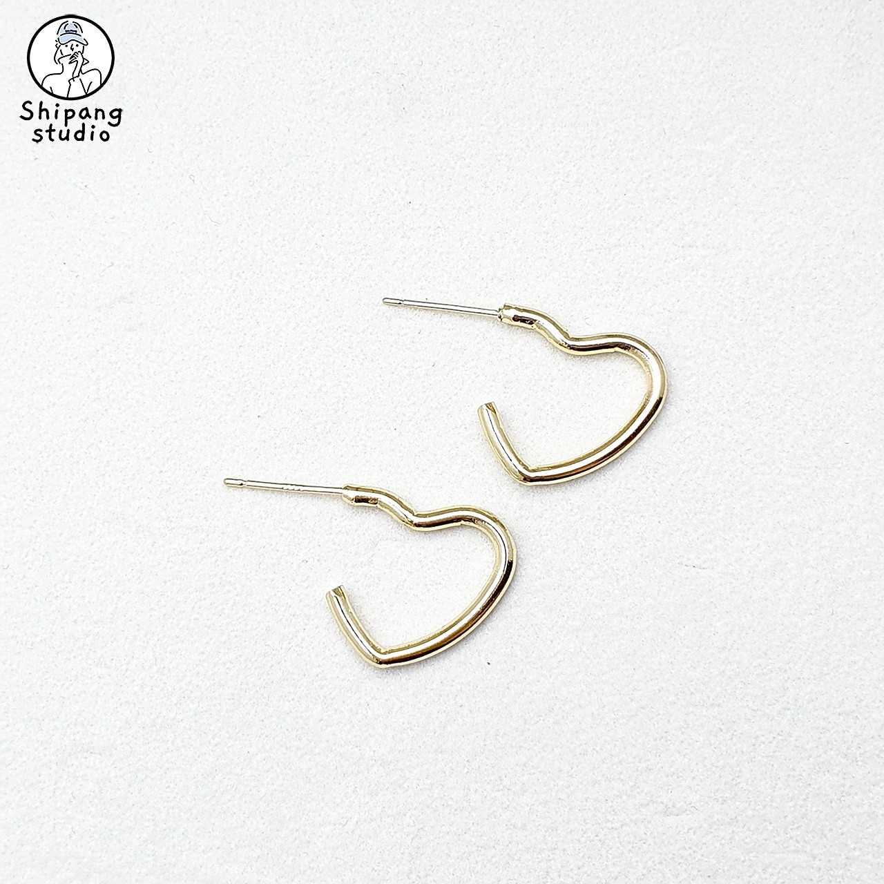 ต่างหูเกาหลี ต่างหูแฟชั่น ต่างหูก้านเงินแท้ S925 Side heart
