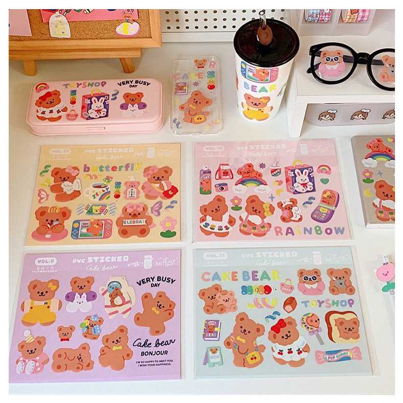 สติ๊กเกอร์สไตล์เกาหลีสุดน่ารัก! Cake bear! จากแบรนด์Milkjoy แท้!