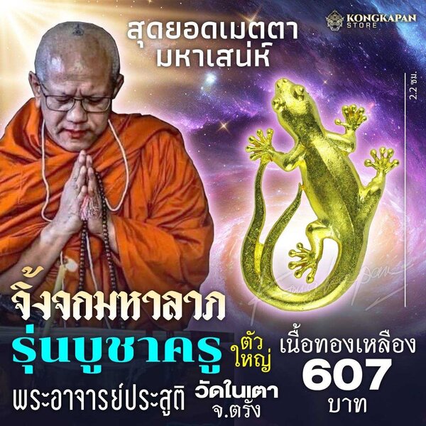 พญาจิ้งจกมหาลาภ รุ่นบูชาครู พระอาจารย์ประสูติ วัดในเตา