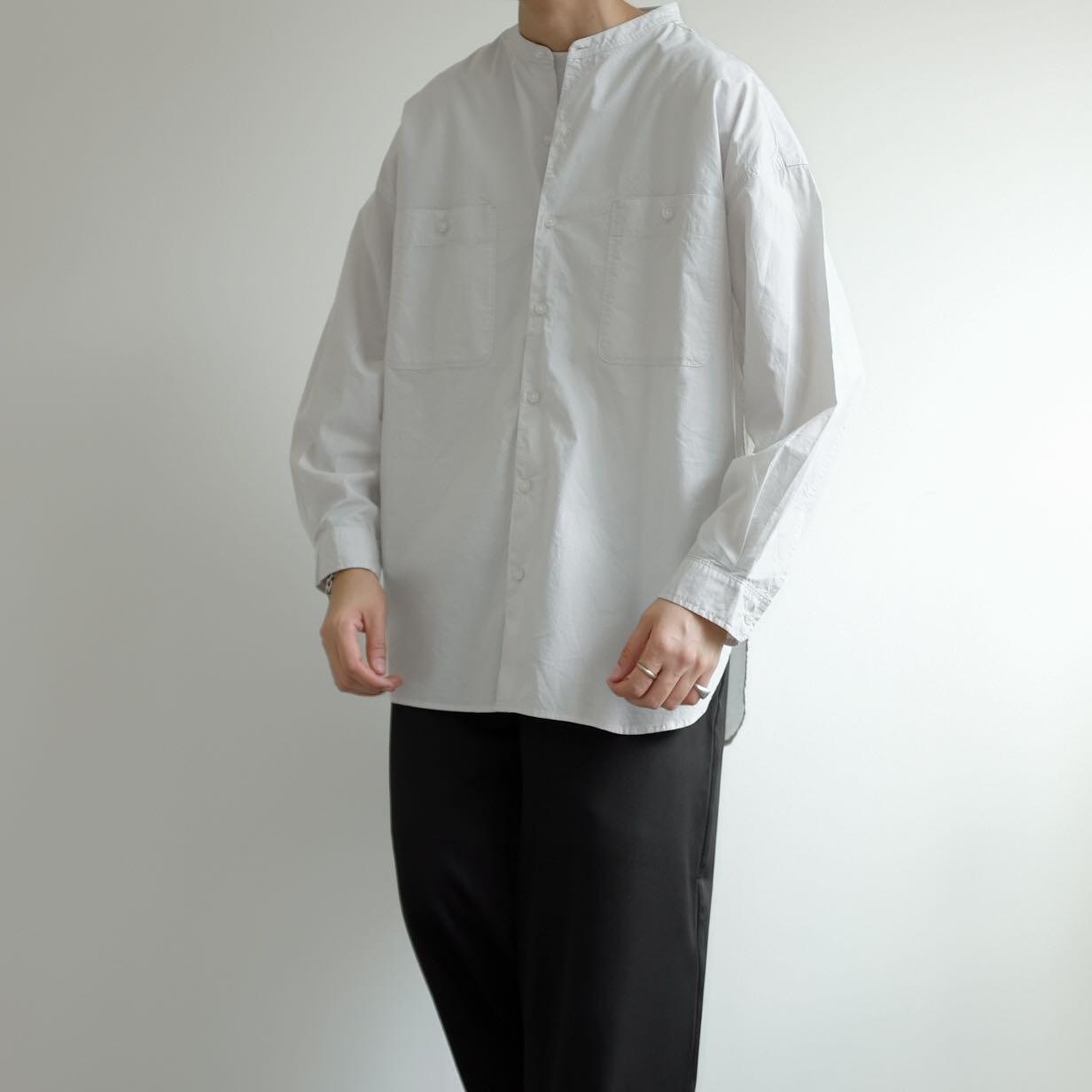 NIKO AND…  Mandarin Collar Cotton Oversized Shirts