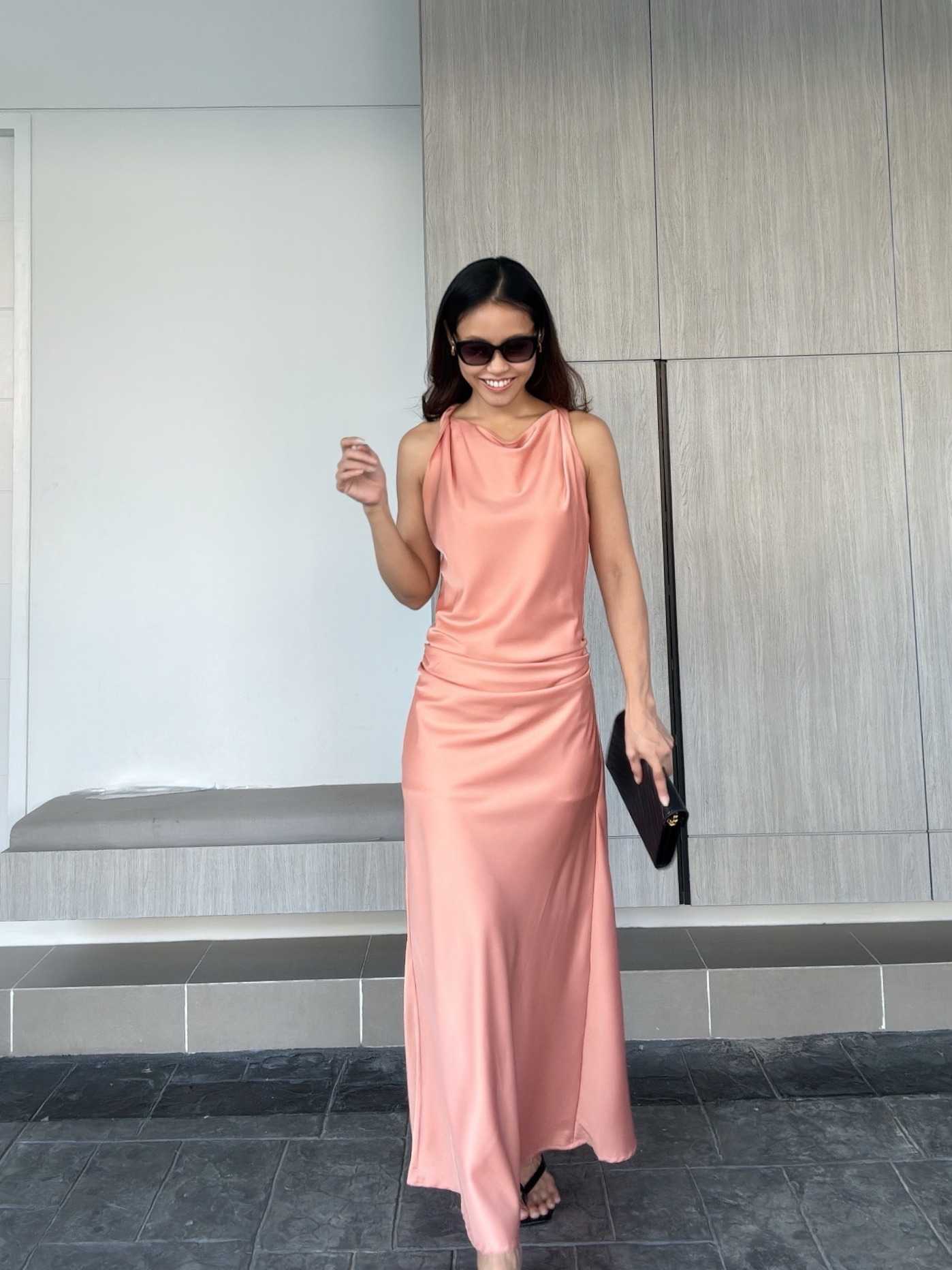 Starfall Dress สีใหม่ Neon Yellow / Jade / Lime / Peach / Nude Pink เดรสซาติน เดรสออกงาน เดรสงานแต่ง