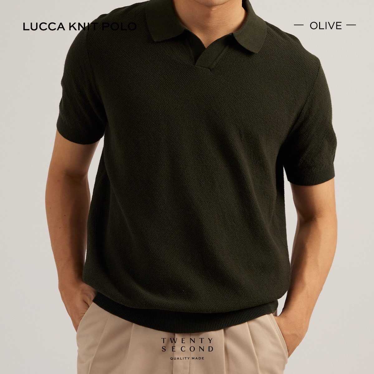 LUCCA KNIT POLO - OLIVE