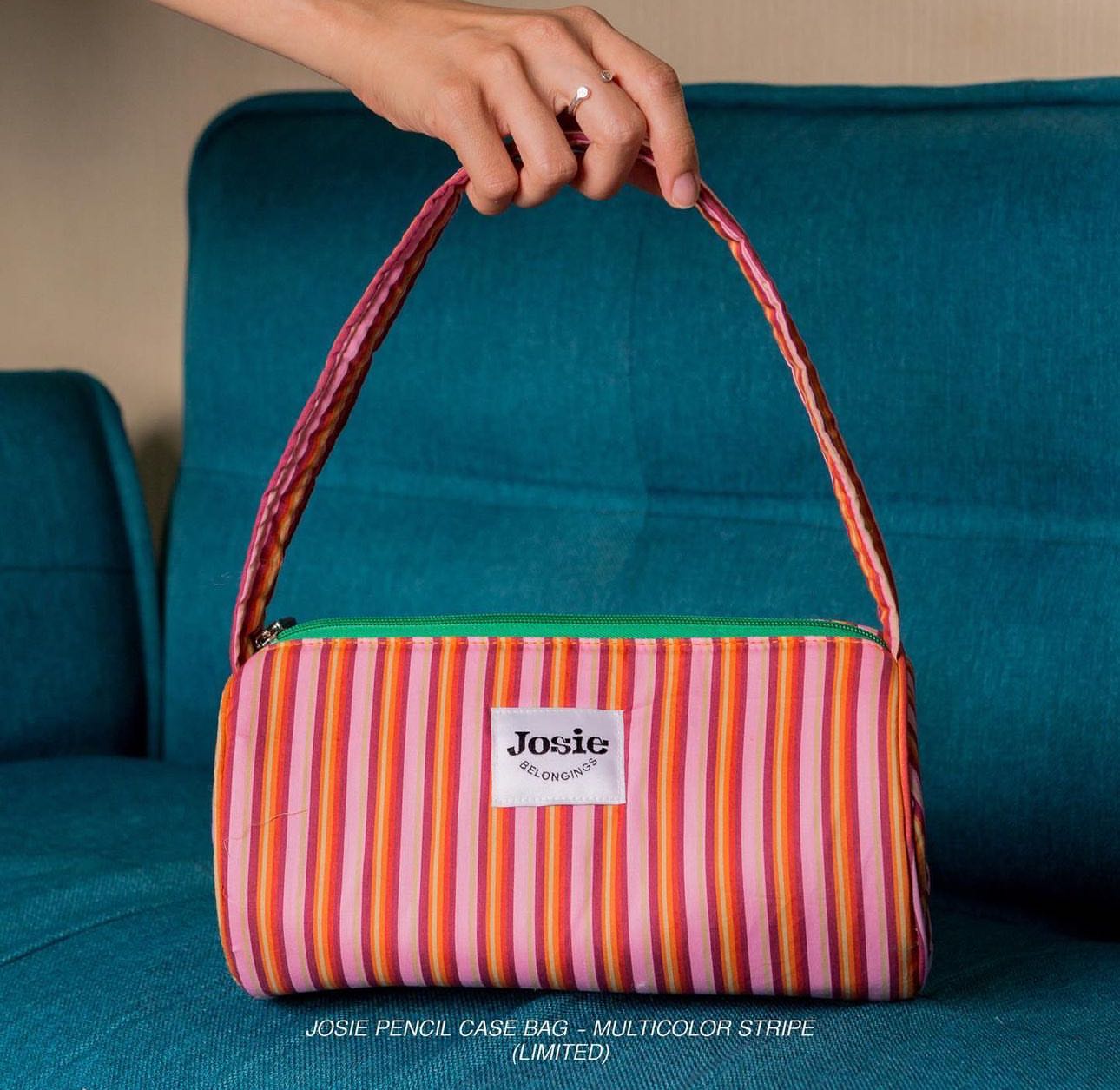 (LIMITED) Pencil case bag Multicolor stripe
