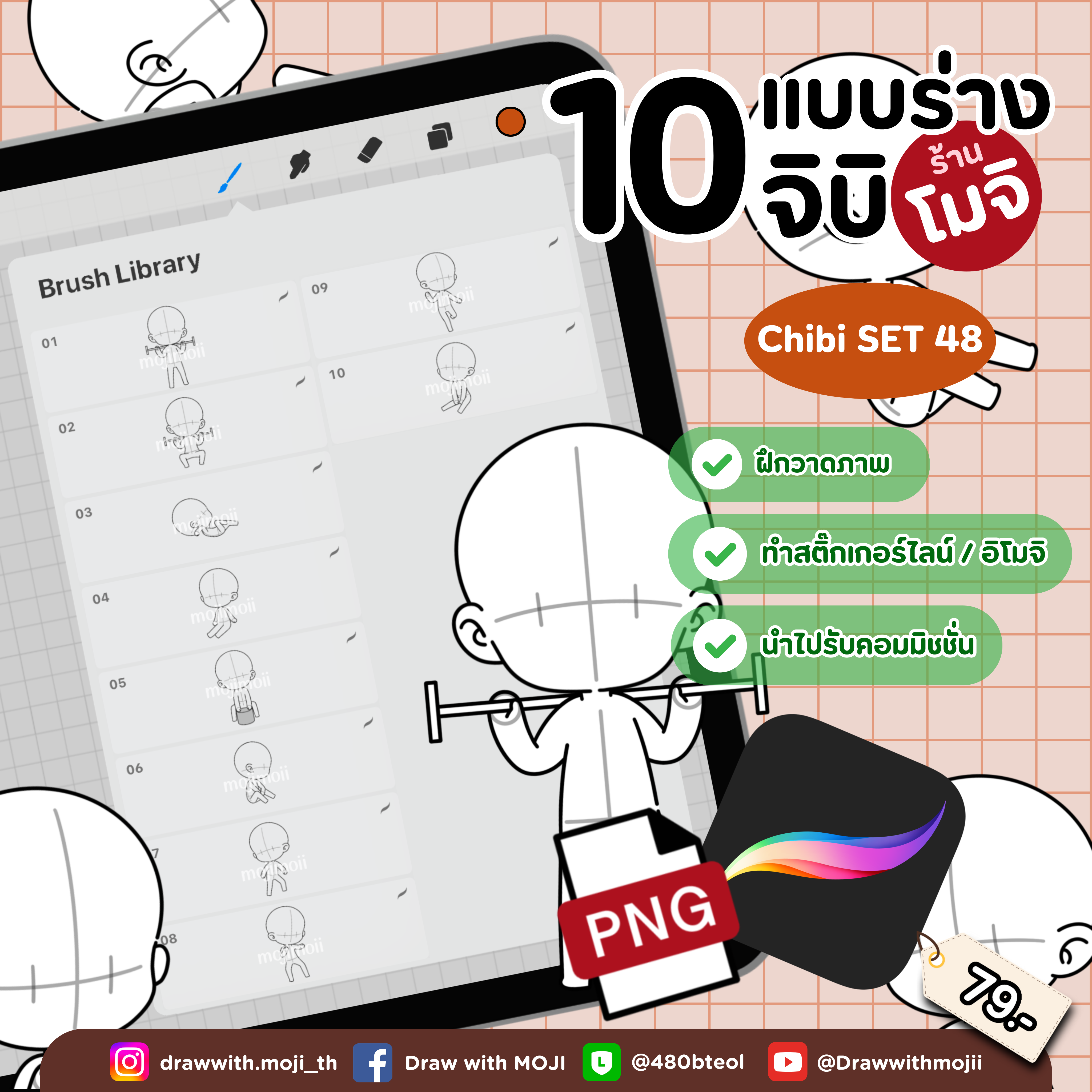 บรัชแบบร่างจิบิ เซต 48 (เต็มตัวแบบเดี่ยว)