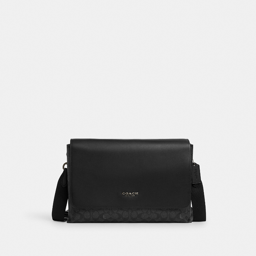 Coach CY837 Caleb Messenger (QBMI5) กระเป๋าใส่เอกสารผู้ชาย สี Qb/Charcoal/Black