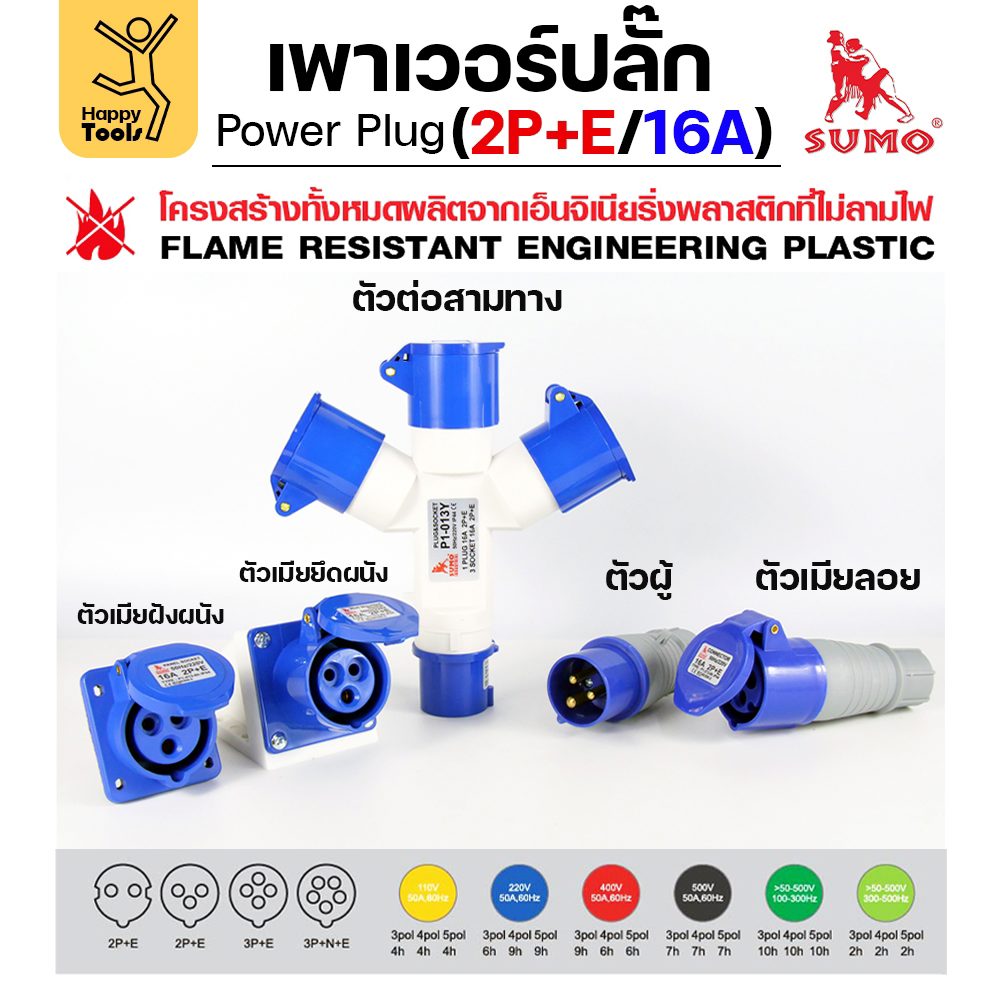Sumo Power Plug พาวเวอร์ปลั๊ก ไฟ1เฟส 3ขา เลือกรูปแบบในตัวเลือก ของซูโม่แท้ 100% มีของพร้อมส่ง