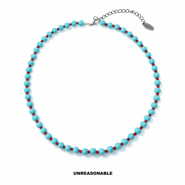 Aqua Rebel Necklace สร้อยคอลูกปัด สีฟ้าตัดสีแดง UA1029-01 Unreasonable Accessories