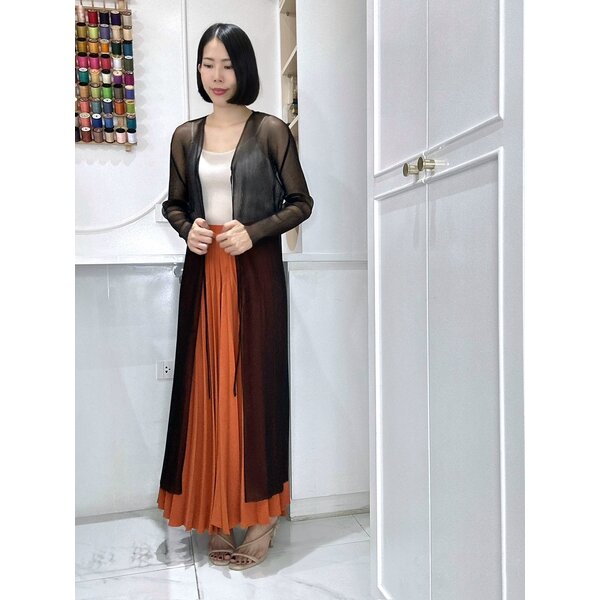 ปรับราคาลง!! 2MUAY รุ่น GJO1260 เสื้อคลุมพลีทคุณภาพ TRANSPARENT PLEATED LONG CARDIGAN 5 สี FREE SIZE