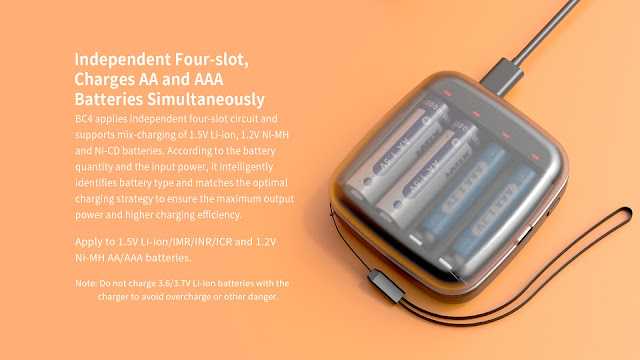 เครื่องชาร์จอัจฉริยะ XTAR BC4  4 ช่อง สำหรับถ่านAA , AAA  NiMH 1.2V / LION 1.5 V Output LED Light