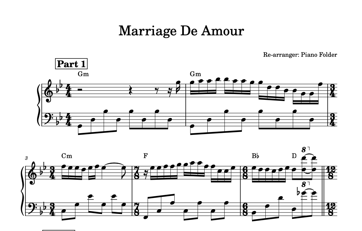 โน้ตเพลง Marriage de amour - Piano Collection (Lv 3.5)