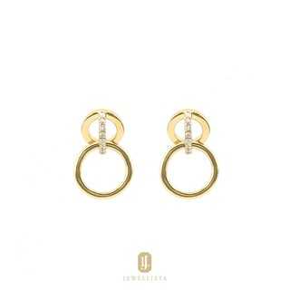Jewellista ต่างหู Celine เงินแท้ ประดับพลอยจาก CZ  ชุบ Rhodium, 14K Yellow gold , Rose gold
