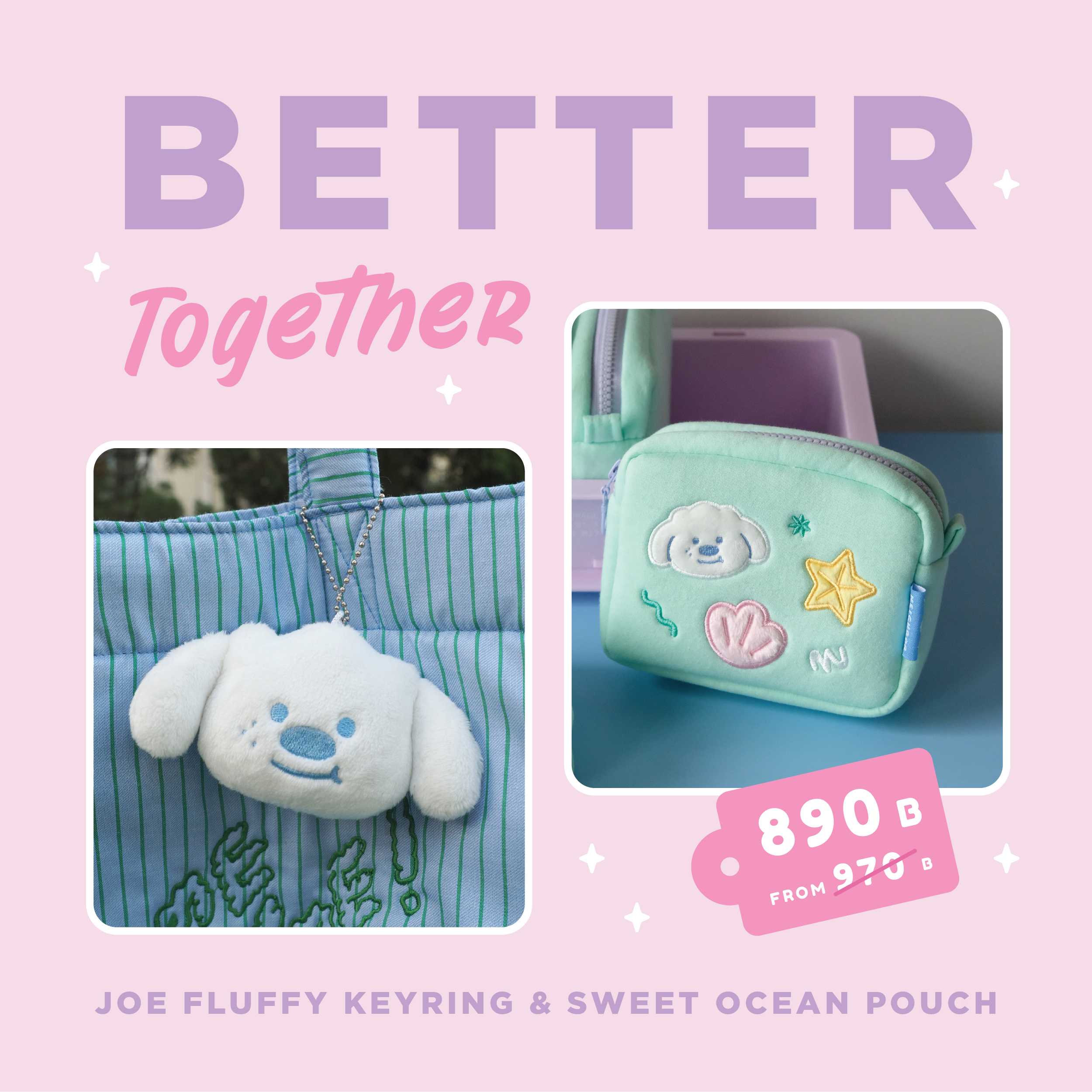 Better Together  Set : Fluffy Keyring & Zip Pouch