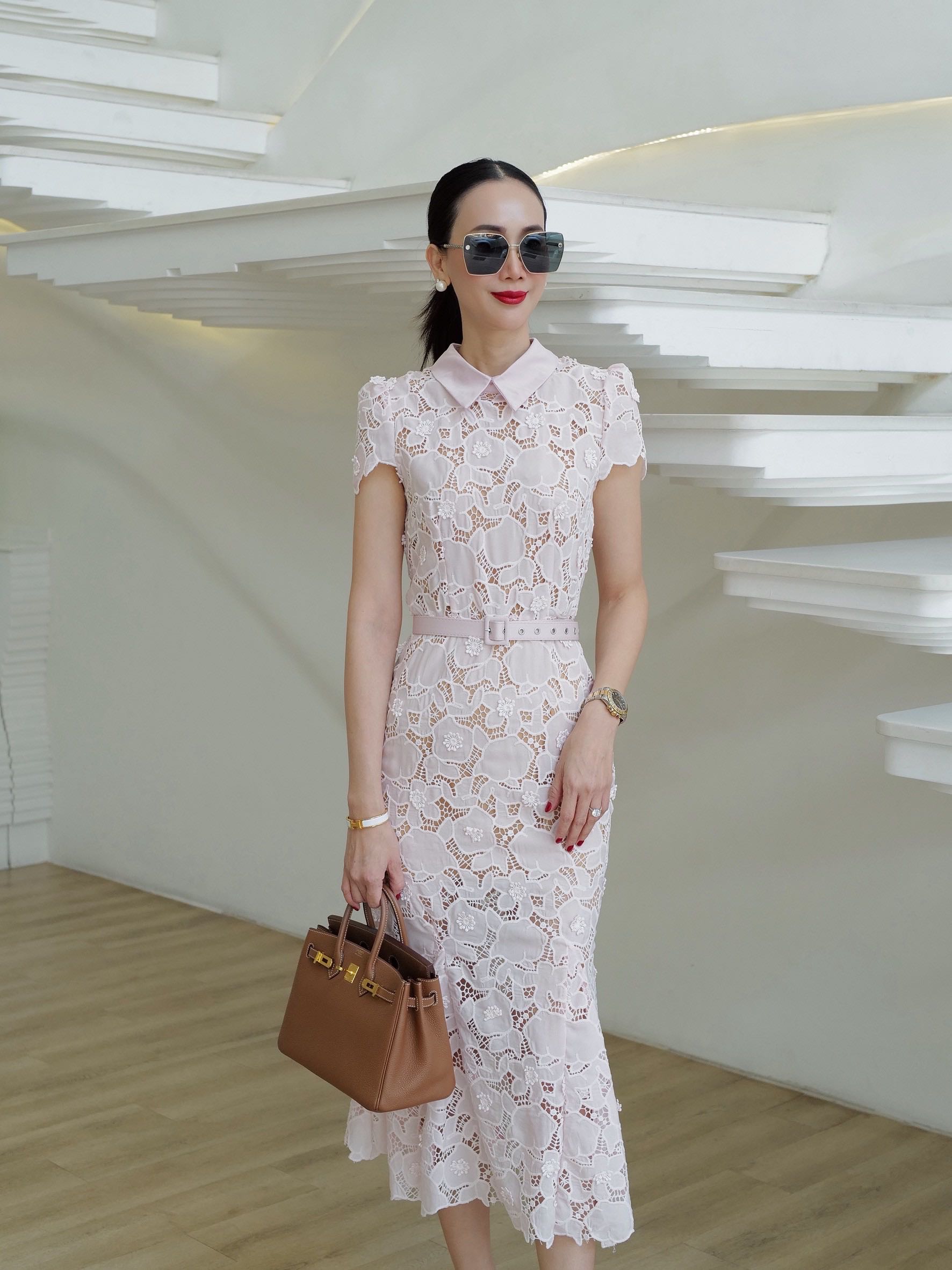 📌พร้อมส่ง…BABY PINK COTTON DRESS LACE DRESS 