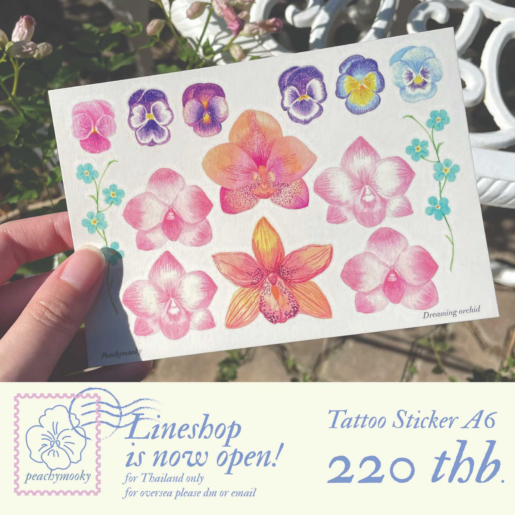 dreaming orchid - tattoo sticker