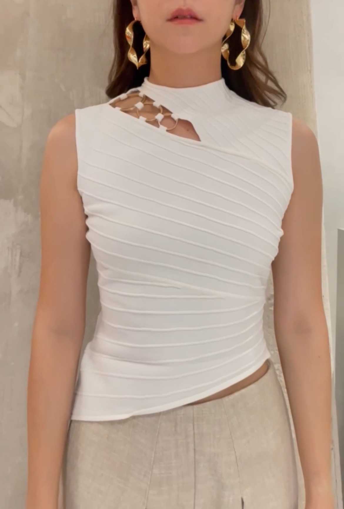 SALE! Cult Gaia ARAYA KNIT TOP - OFF WHITE
