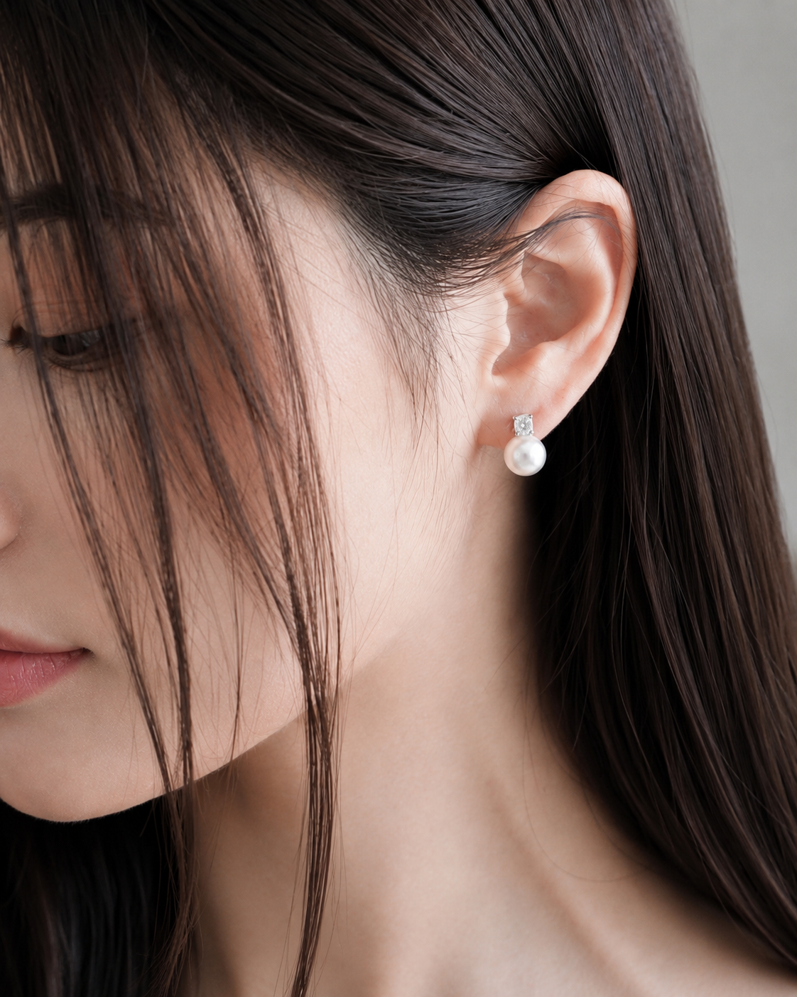 E01 ต่างหูไข่มุกแท้ 7-8mm รุ่นSparkle เพชรสวิสCZ  ไข่มุกขนาด8-9มม.  ตัวเรือนเงินแท้ S925.