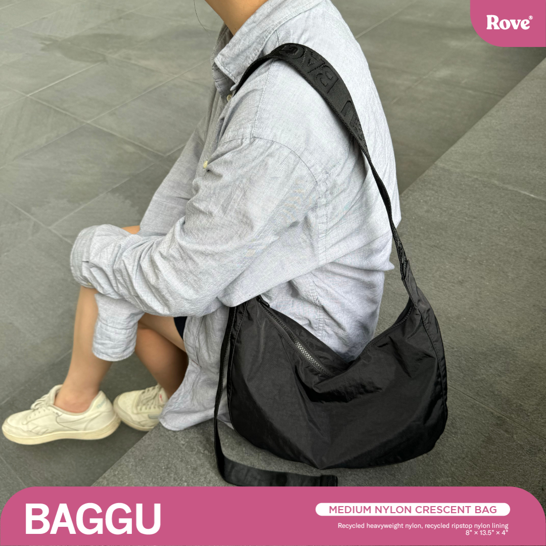 BAGGU Medium Crescent Bag - Black (47 Inch Strap)