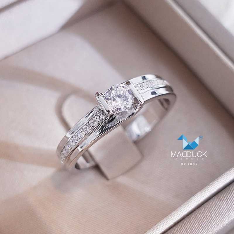 Madduckjewels RG1802  แหวนเงินแท้ เพชร CZ ชุบโรเดียม