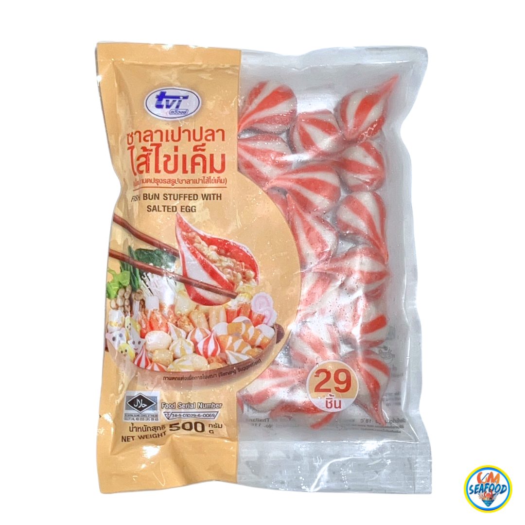T ไส้ไข่เค็ม ซาลาเปาปลา 500g. x 20 แพ็ค (ส่ง 20+ 73 บาท)