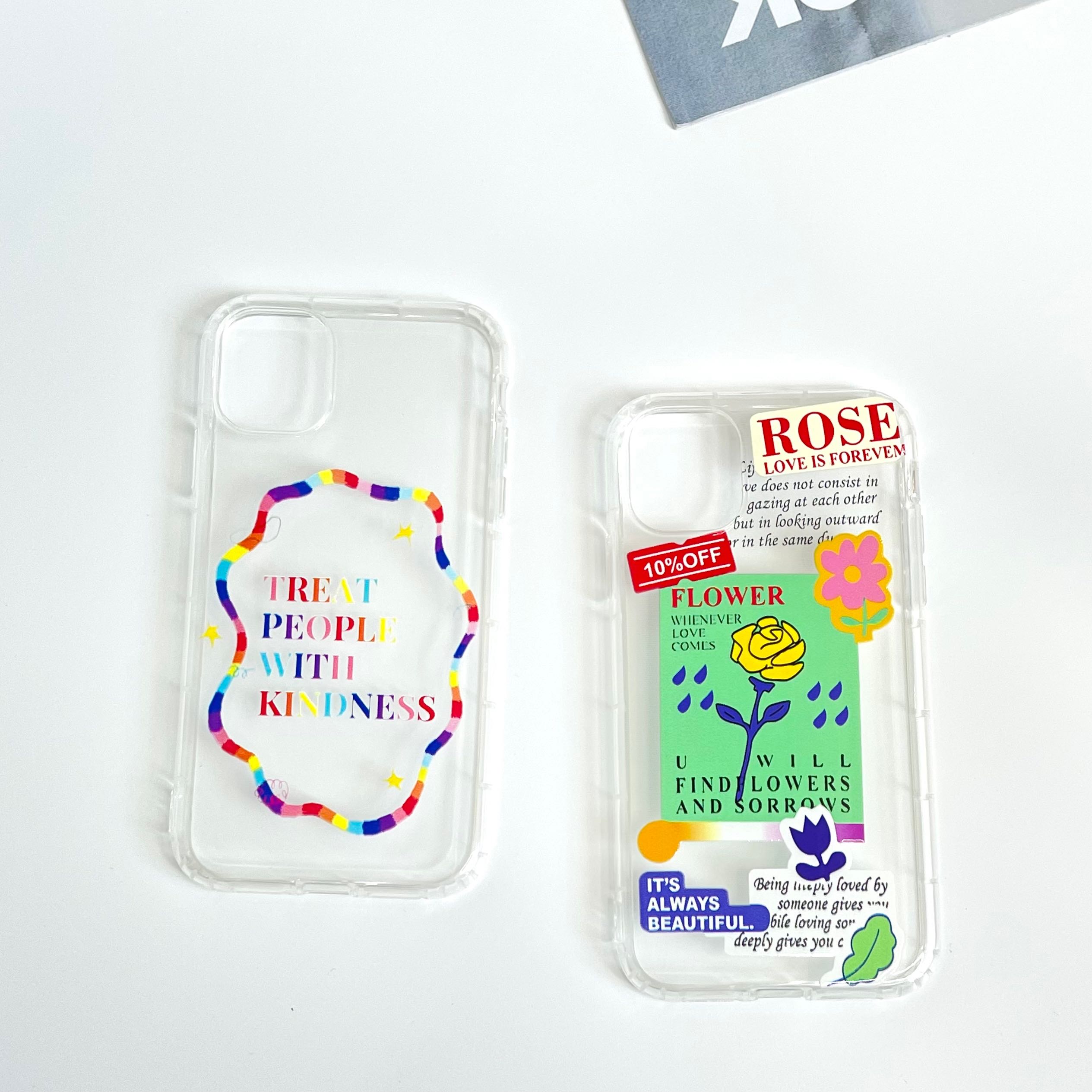 พร้อมส่ง💌 เคส iPhone ลาย Rose🥀 , Treat people with kindness🌈