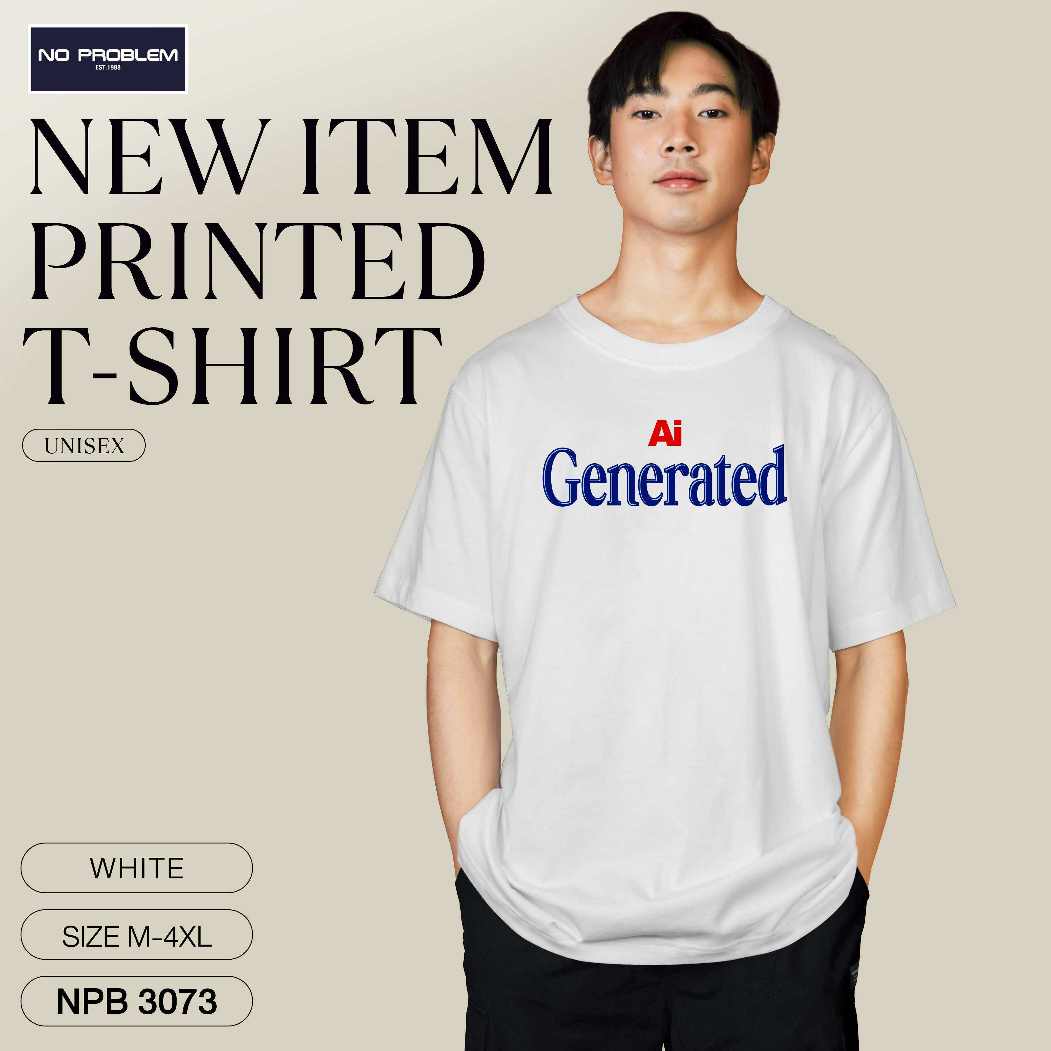 เสื้อยืดพิมพ์ลาย No Problem ไซส์ใหญ่ ยอดขายดีอันดับ 1 - GRAPHIC TEE NPB.3073