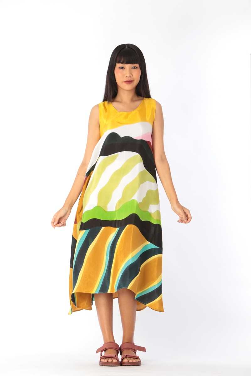 (Pre-Order) Sac Sleeveless Dress Cotton Silk Hand paint
