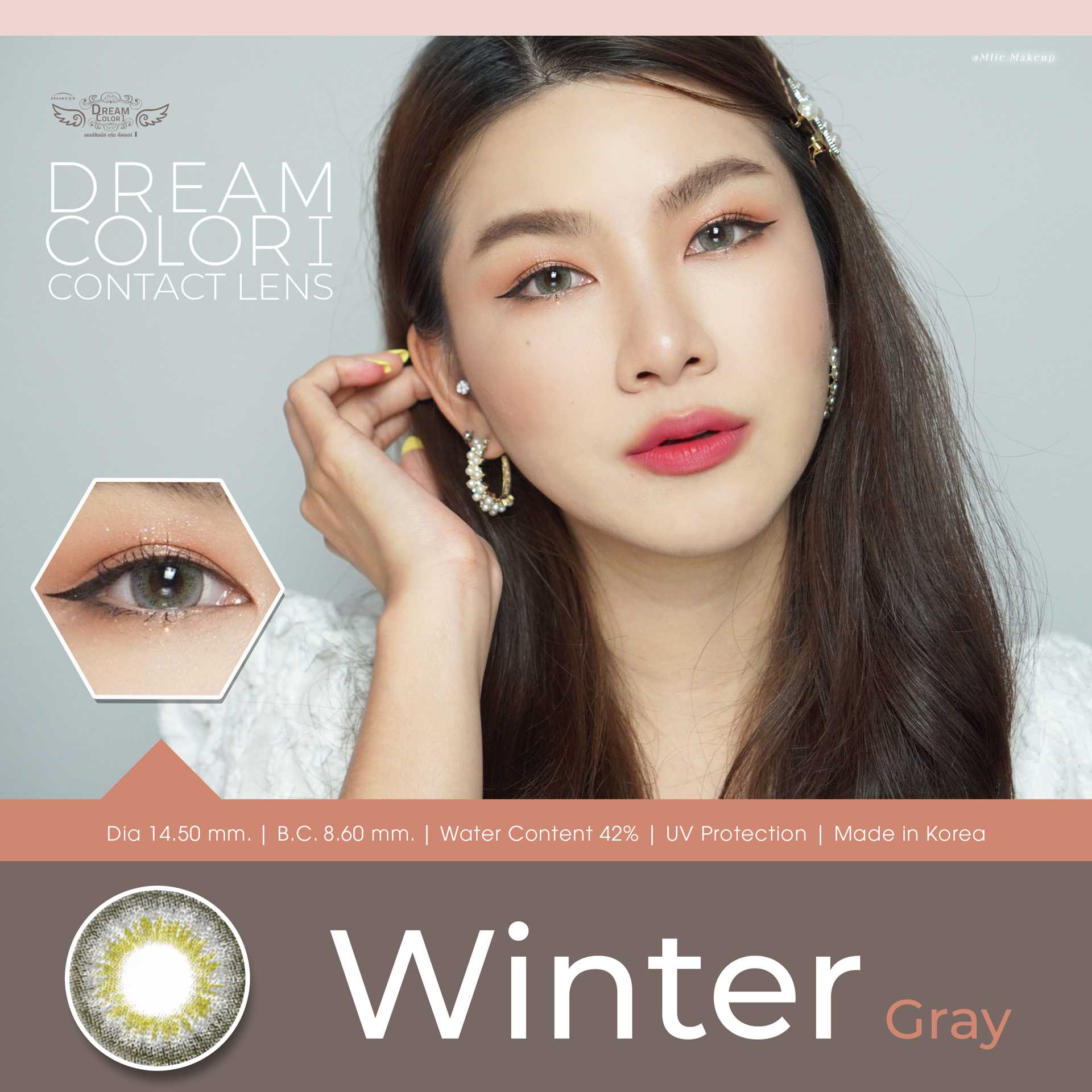 คอนแทคเลนส์ บิ๊กอาย Dreamcolor1 รุ่น Winter Gray/Brown พร้อมส่ง สายตาสั้น/สายตาปกติ