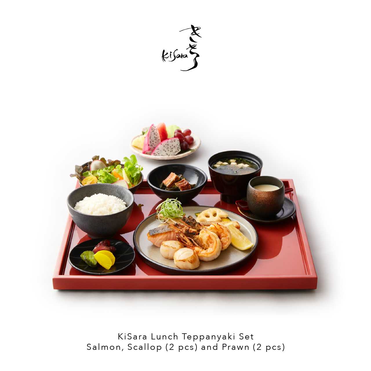 KiSara Lunch Teppanyaki Set - Salmon, Scallop (2 pcs) and Prawn (2 pcs)