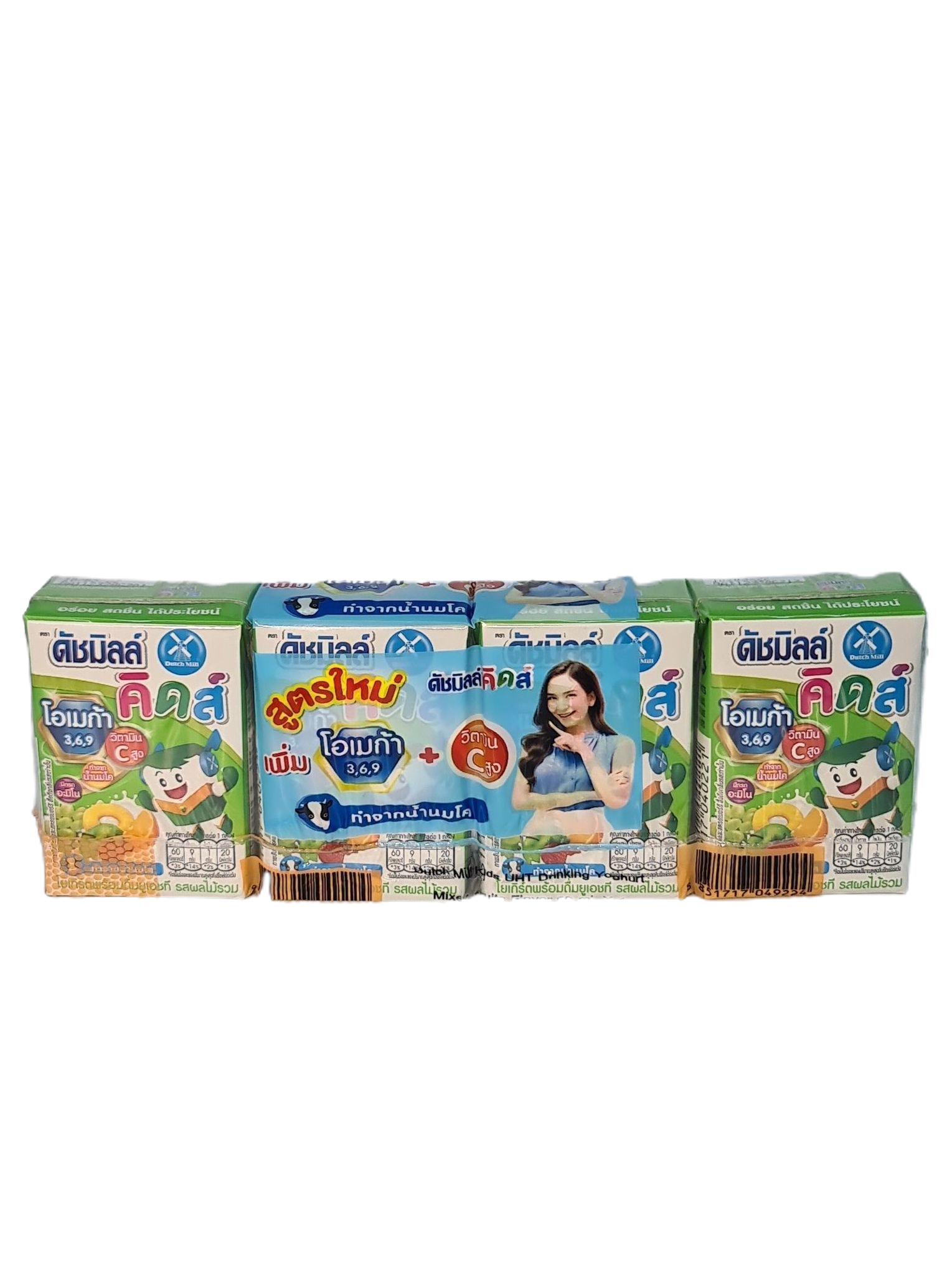 นม นมเปรี้ยว ดัชมิลล์ คิดส์ สีเขียว 90 มลแพ็ค 4 กล่อง