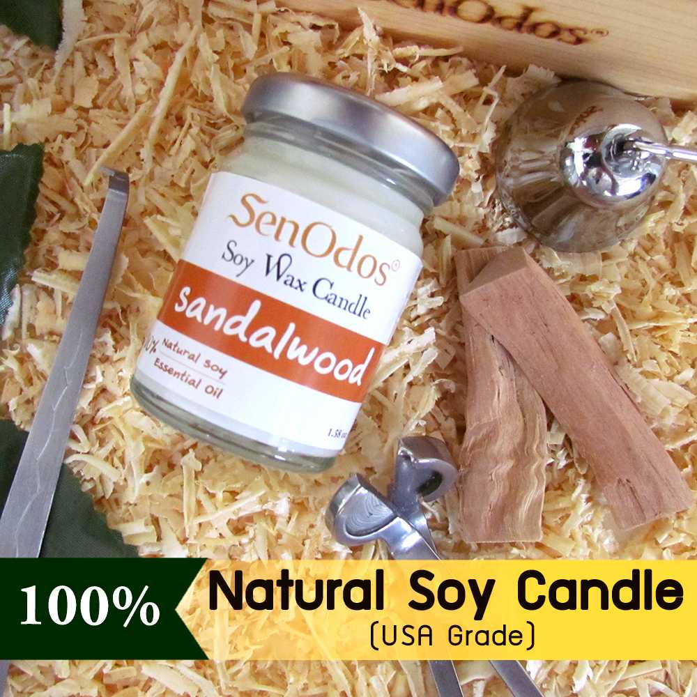 เทียนหอม อโรม่า เทียนหอมสปา Sandalwood Scented Soy Candle Aroma 45 g - กลิ่นไม้หอมแก่นจันทร์แท้