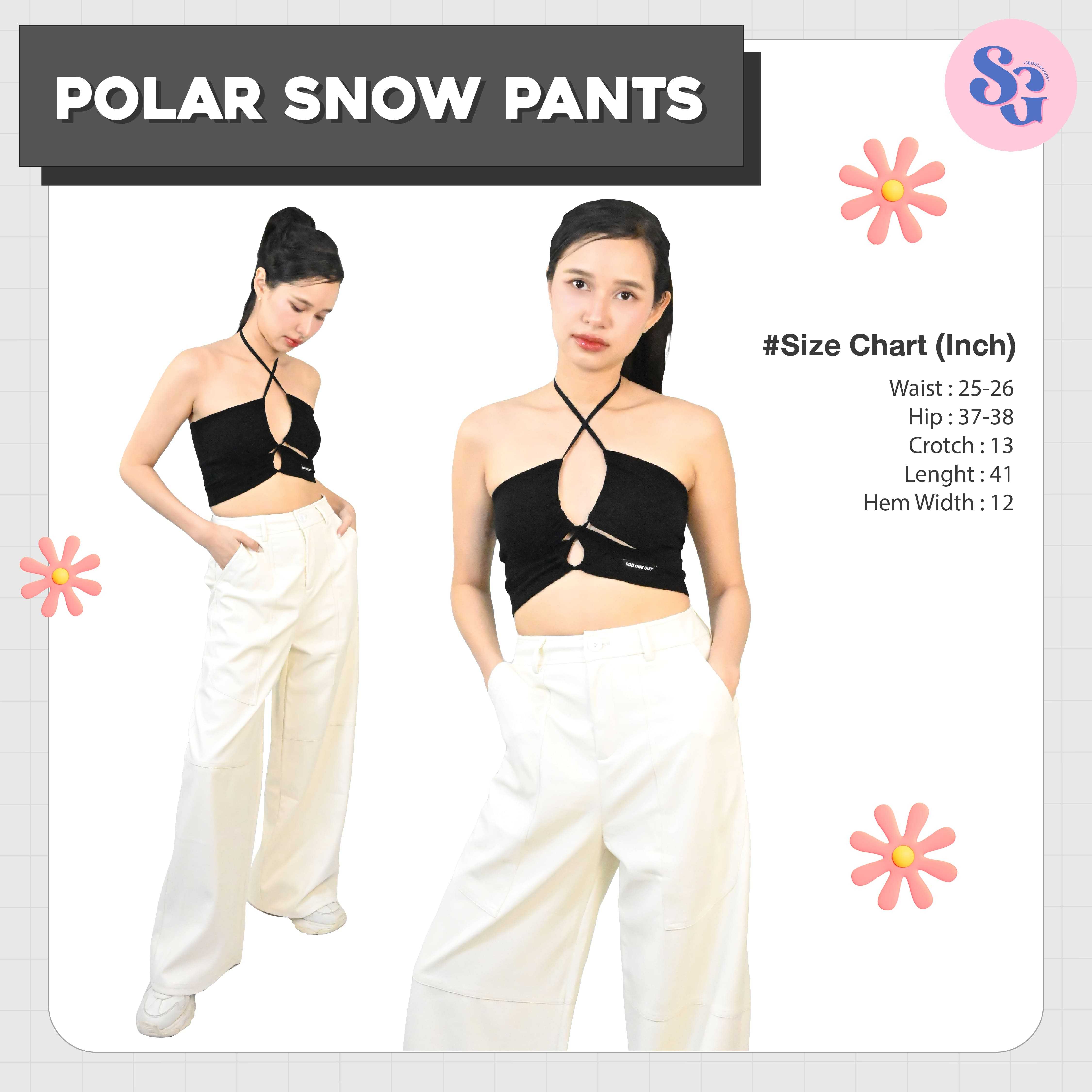 (พร้อมส่ง)Polar snow pants กางเกงขายาวผ้าหนังทรงกระบอกใหญ่