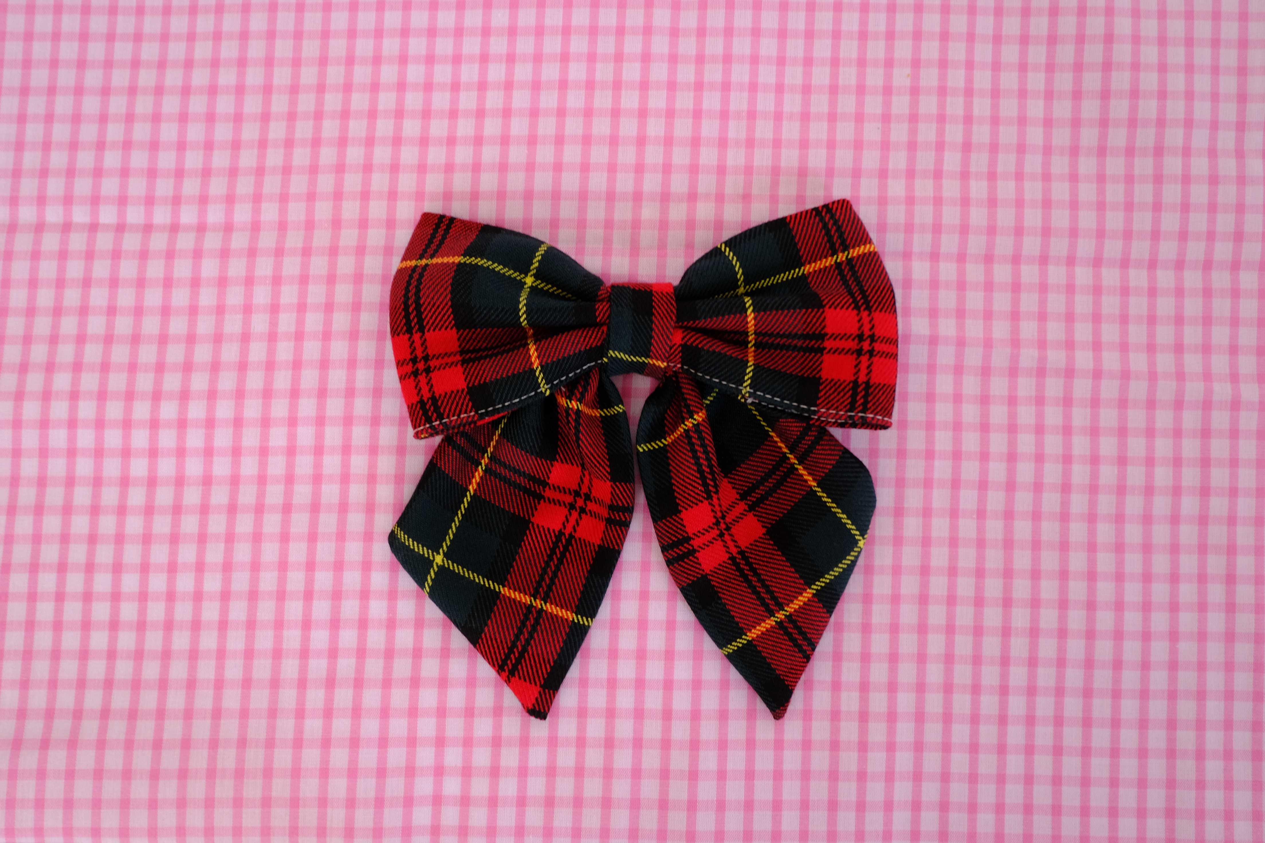 Christmas Bow (Red Velvet & Tartan)