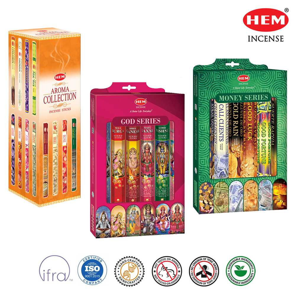 HEM ธูปอินเดีย กลิ่นรวม Aroma Collection, God Series, Money Series สำหรับไหว้เทพฮินดู พระพิฆเนศ