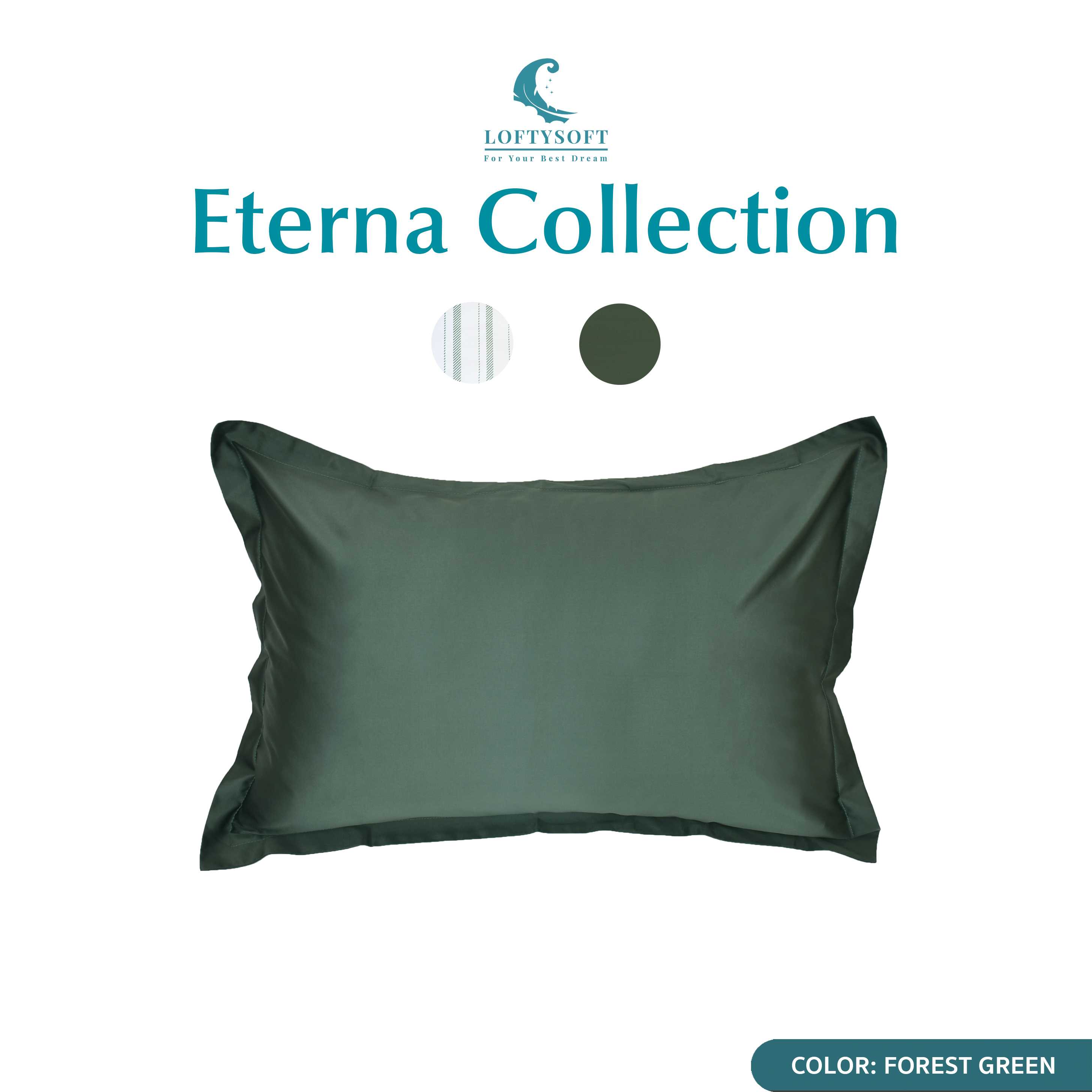 LOFTYSOFT ปลอกหมอน Cotton Silk 550 เส้นด้าย Eterna Collection - Forest Green