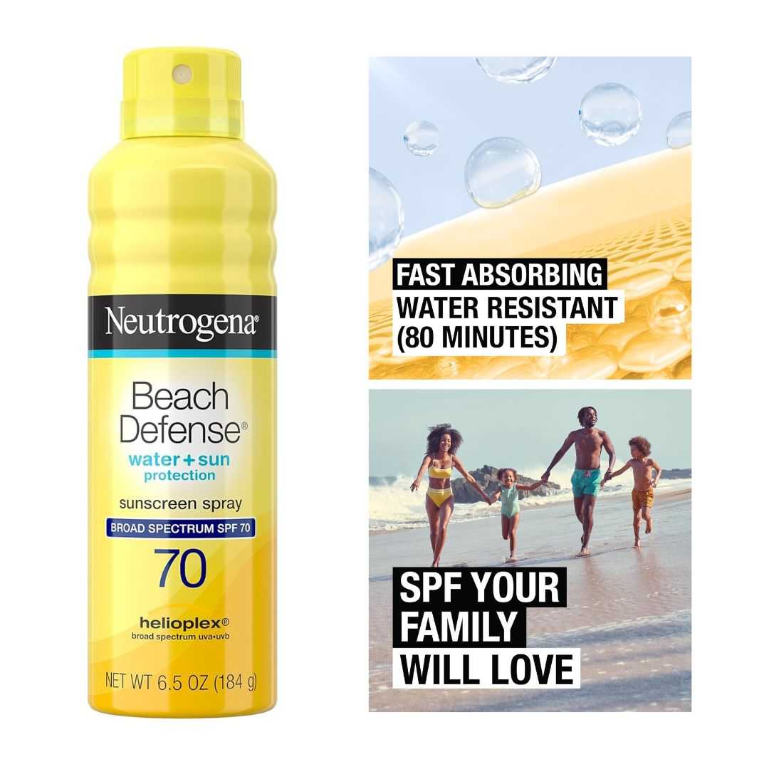 Neutrogena Beach Defense Sunscreen Spray, SPF 70 ขนาด 184 กรัม จากอเมริกา พร้อมส่ง