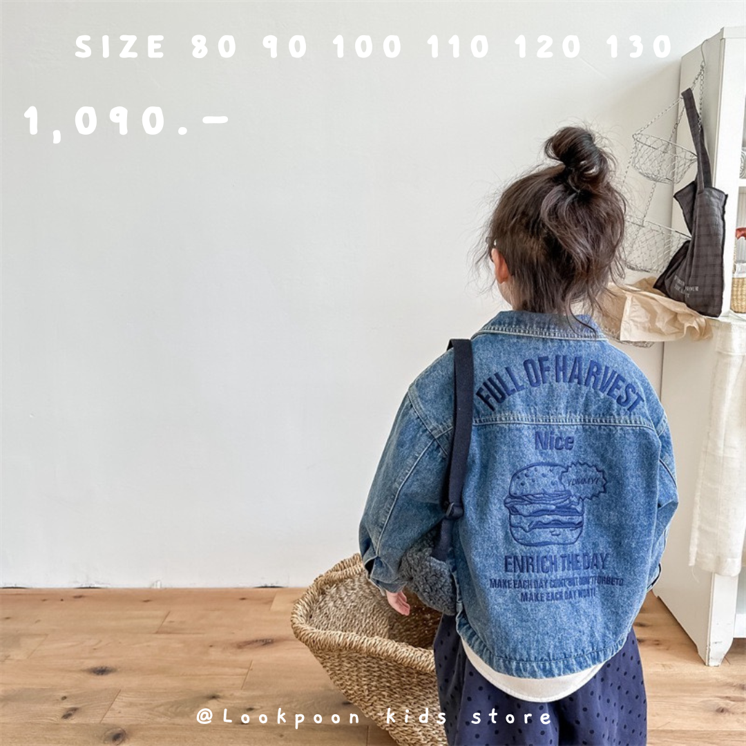 Winter❄️Brushed Warm Denim Jacket แจ็คเก็ตยีนกันหนาวบุขนปักลายด้านหลัง