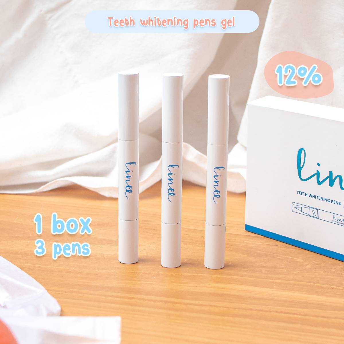 Linee Teeth Whitening Pen น้ำยาฟอกฟันขาวรีฟิล แบบปากกา ความเข้มข้น 12% (1กล่อง มี3หลอด)