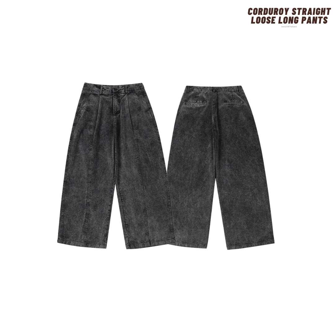 (พร้อมส่ง) Jeera168 | Corduroy Straight Loose Long Pants